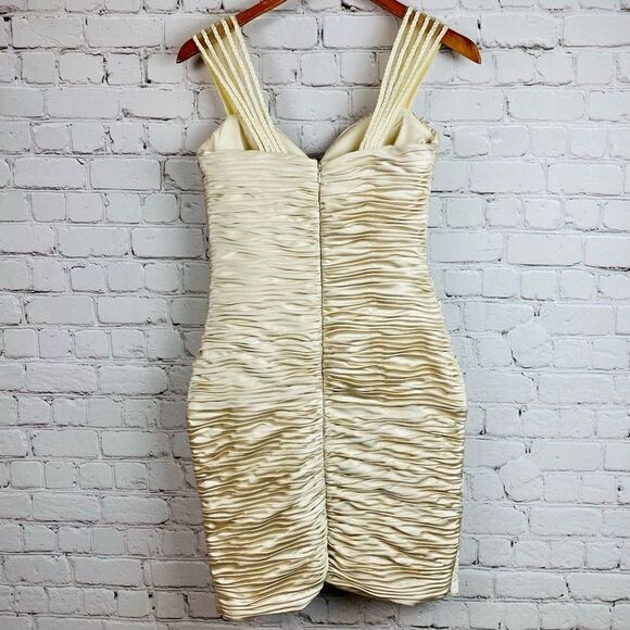 Terani Couture Ruched Champagne Cocktail Prom Dress 4 - Picture 7 of 11